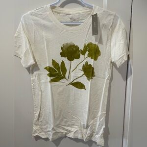 J.Crew Floral Graphic T-Shirt in Cream and Green